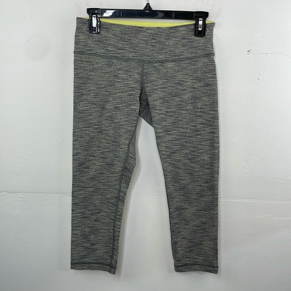 Lululemon Wunder Under Crop 6 Diamond Jacquard Space Dye Slate Clarity Yellow